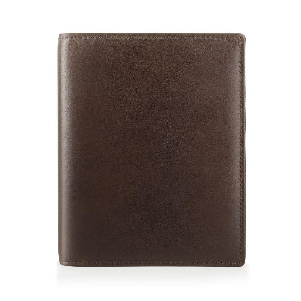 Brown leather wallet on a white background