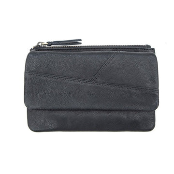Black Leather Pouch with Keychain