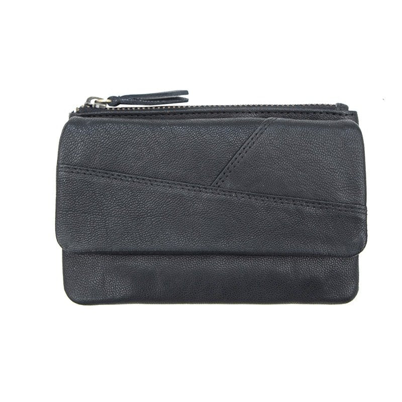 Black Leather Pouch with Keychain