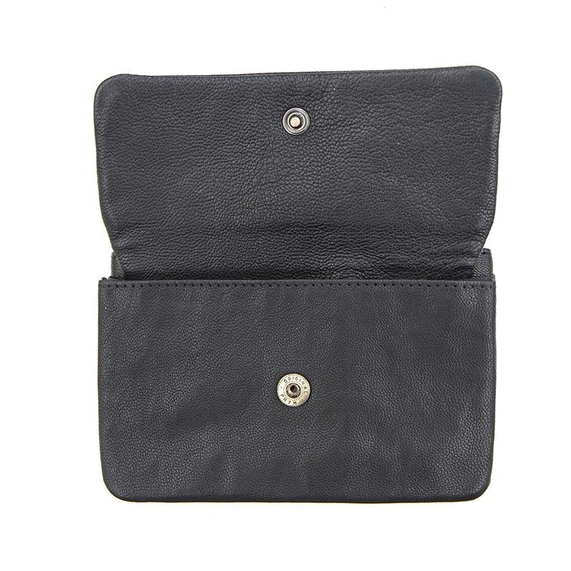 Black Leather Pouch with Keychain