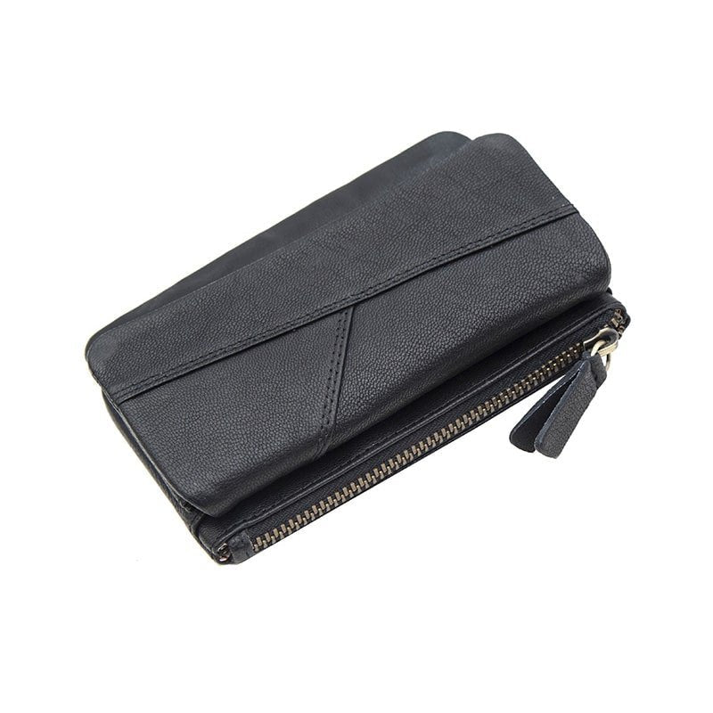 Black Leather Pouch with Keychain