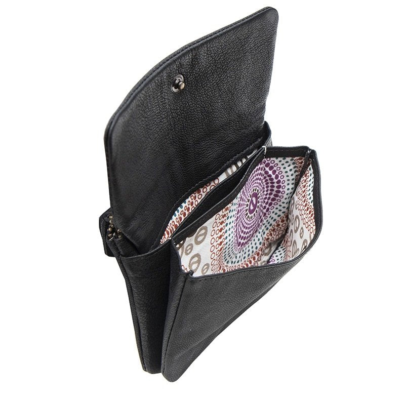 Black Leather Pouch with Keychain