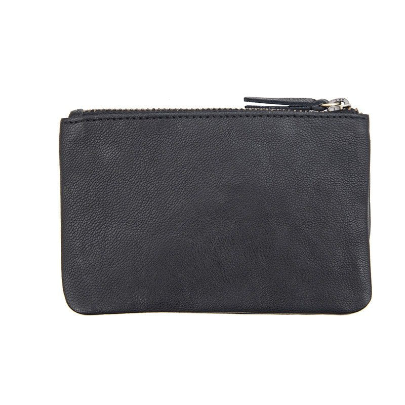 Black Leather Pouch with Keychain