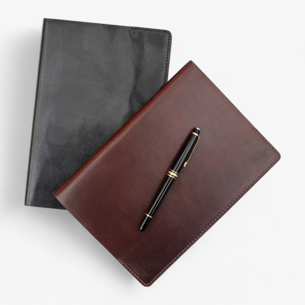A5 Leather Journal Covers in brown and black
