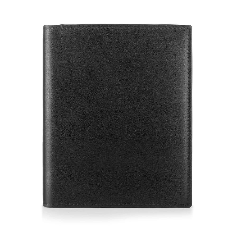 Black leather wallet on a white background