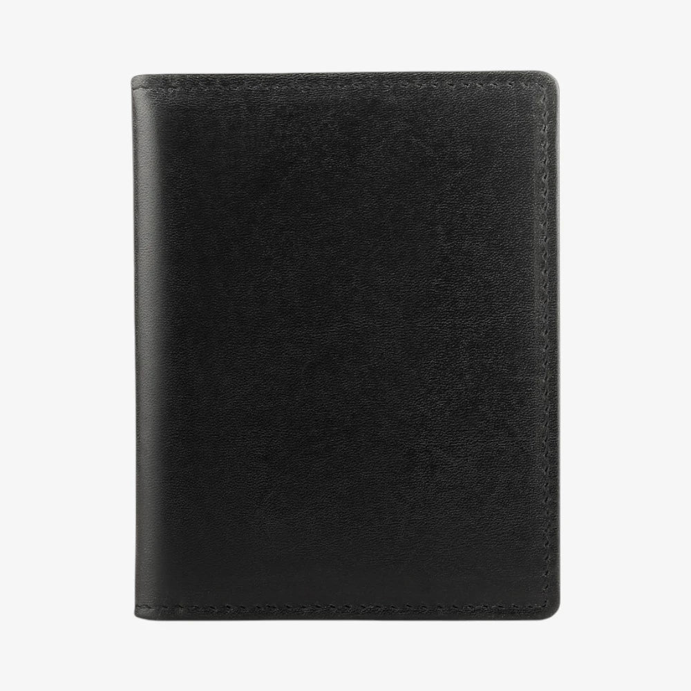 Black leather credit card holder on a white background
