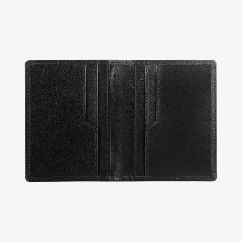 Black leather credit card holder on a white background