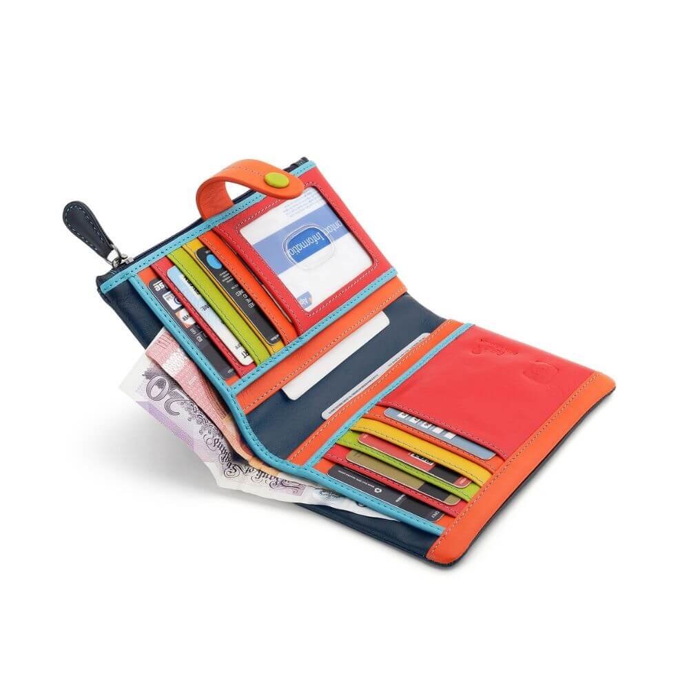 Capri Multi coloured medium bi fold purse – 6800 Navy open (2)