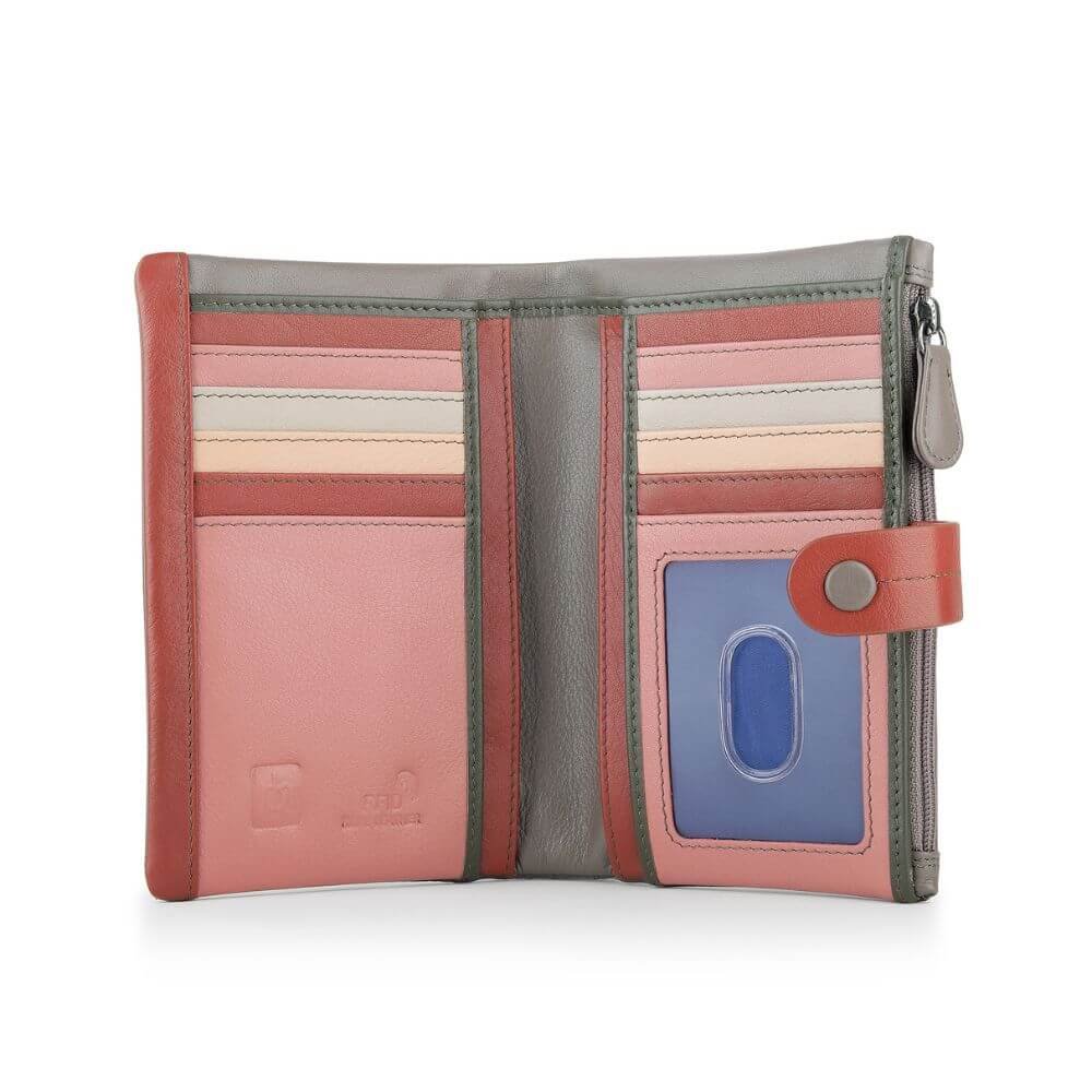 Capri Multi coloured medium bi fold purse – 6800 Taupe open