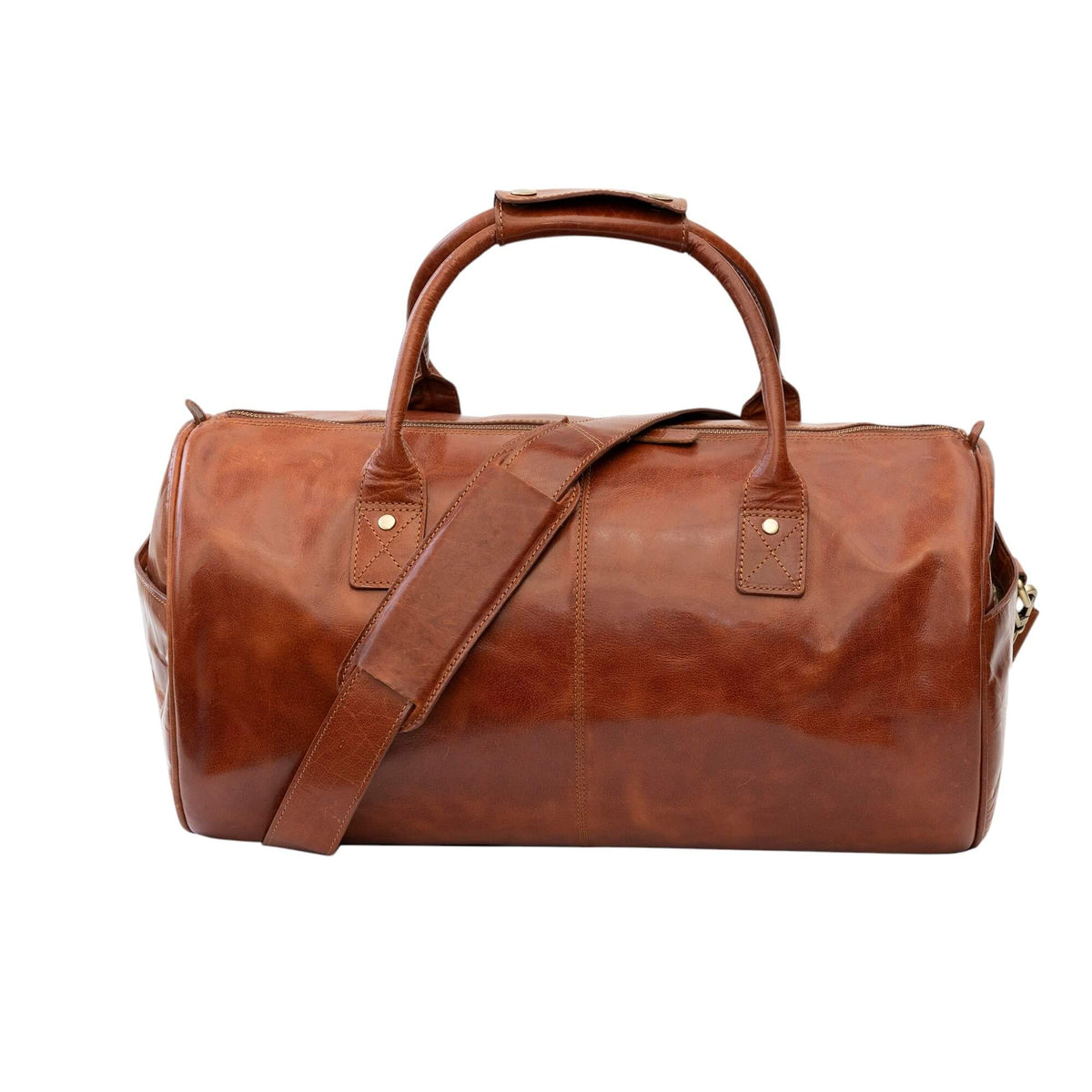 Essential Leather Duffle Bag - vintage-finish leather weekend bag