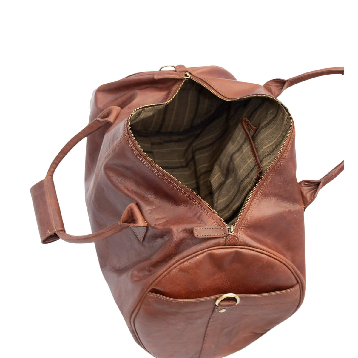 Essential Leather Duffle Bag - vintage-finish leather weekend bag