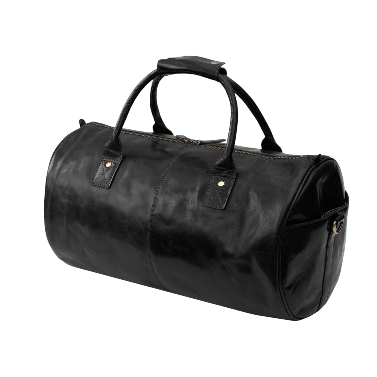 Essential Leather Duffle Bag - vintage-finish leather weekend bag
