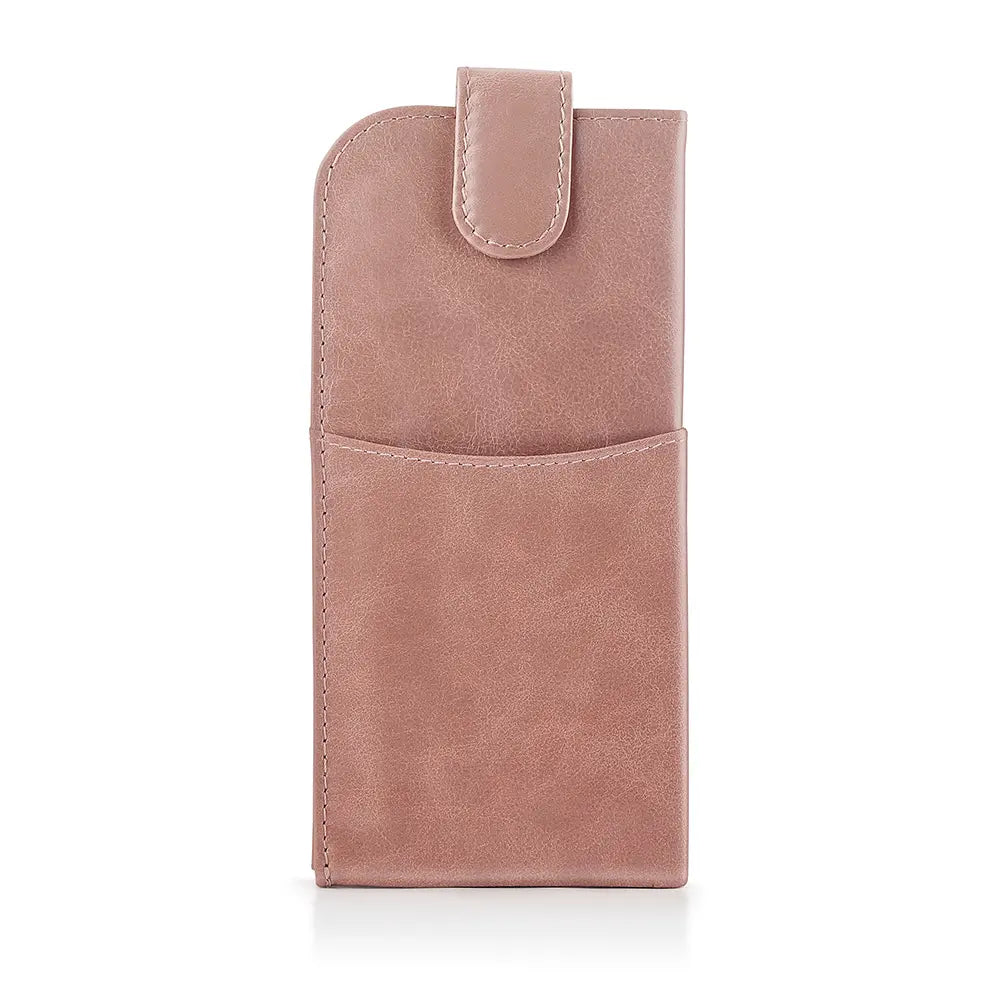 Front view of Cognac Leather Glasses Case