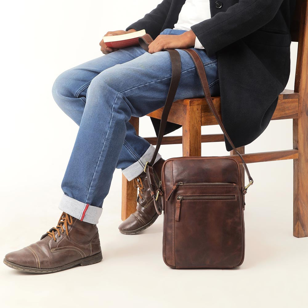 Brown Leather Crossbody Bag 