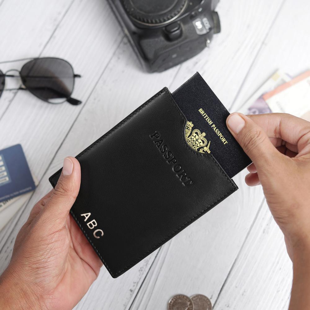 Personalised leather passport cover