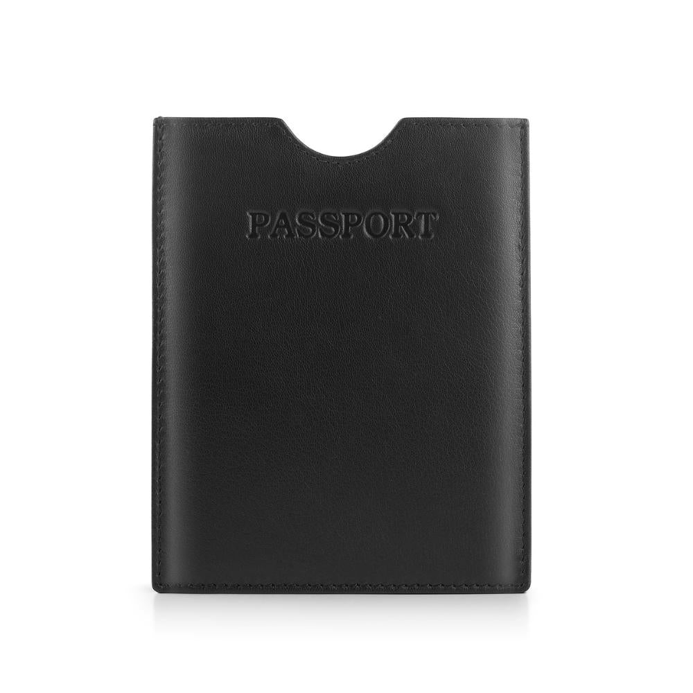 Leather Passport Cover in Black