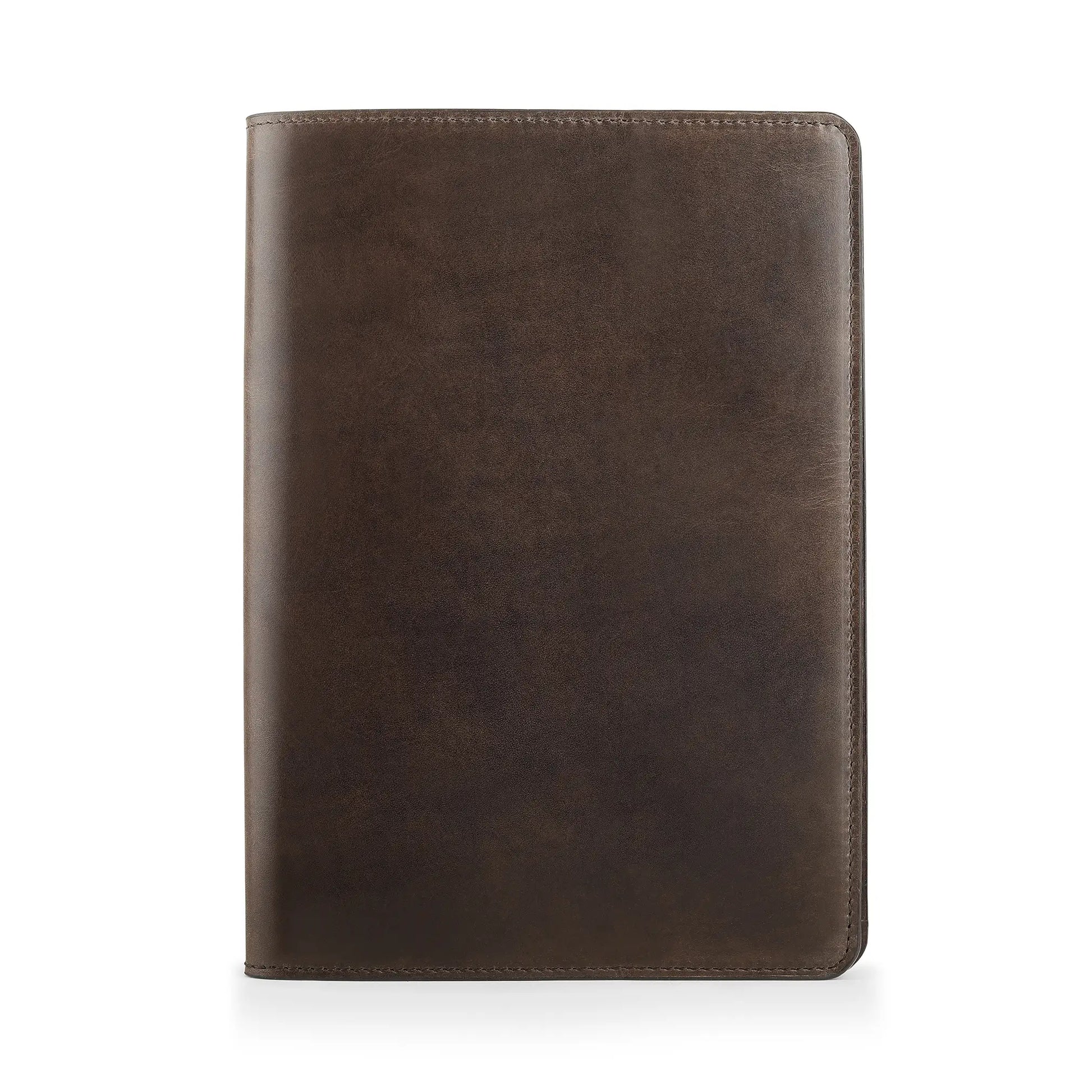Brown leather diary cover on a white background