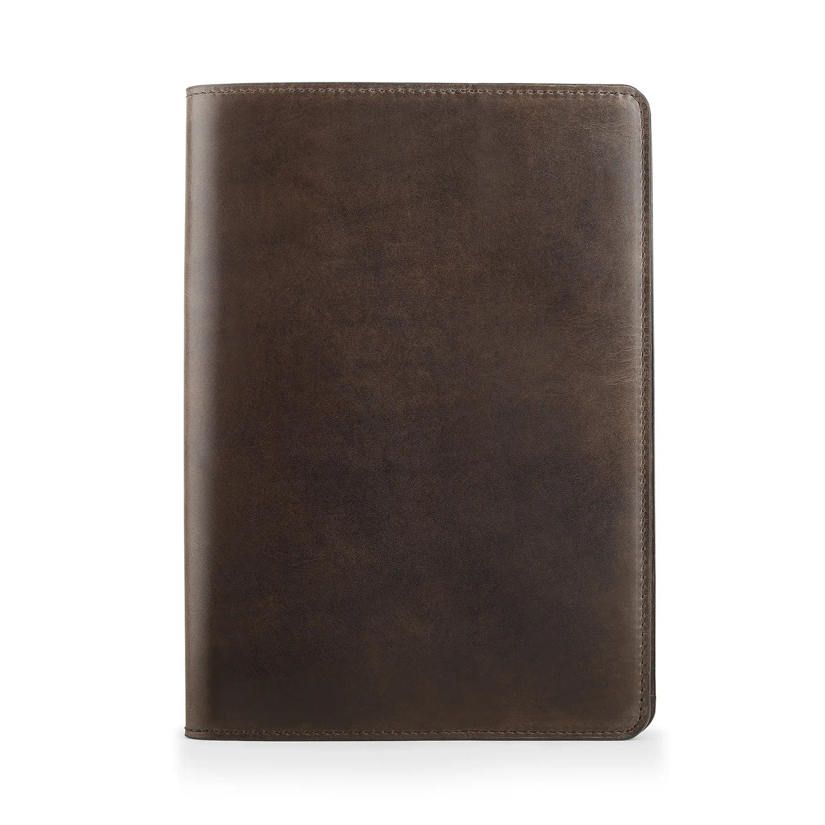 Brown leather diary cover on a white background