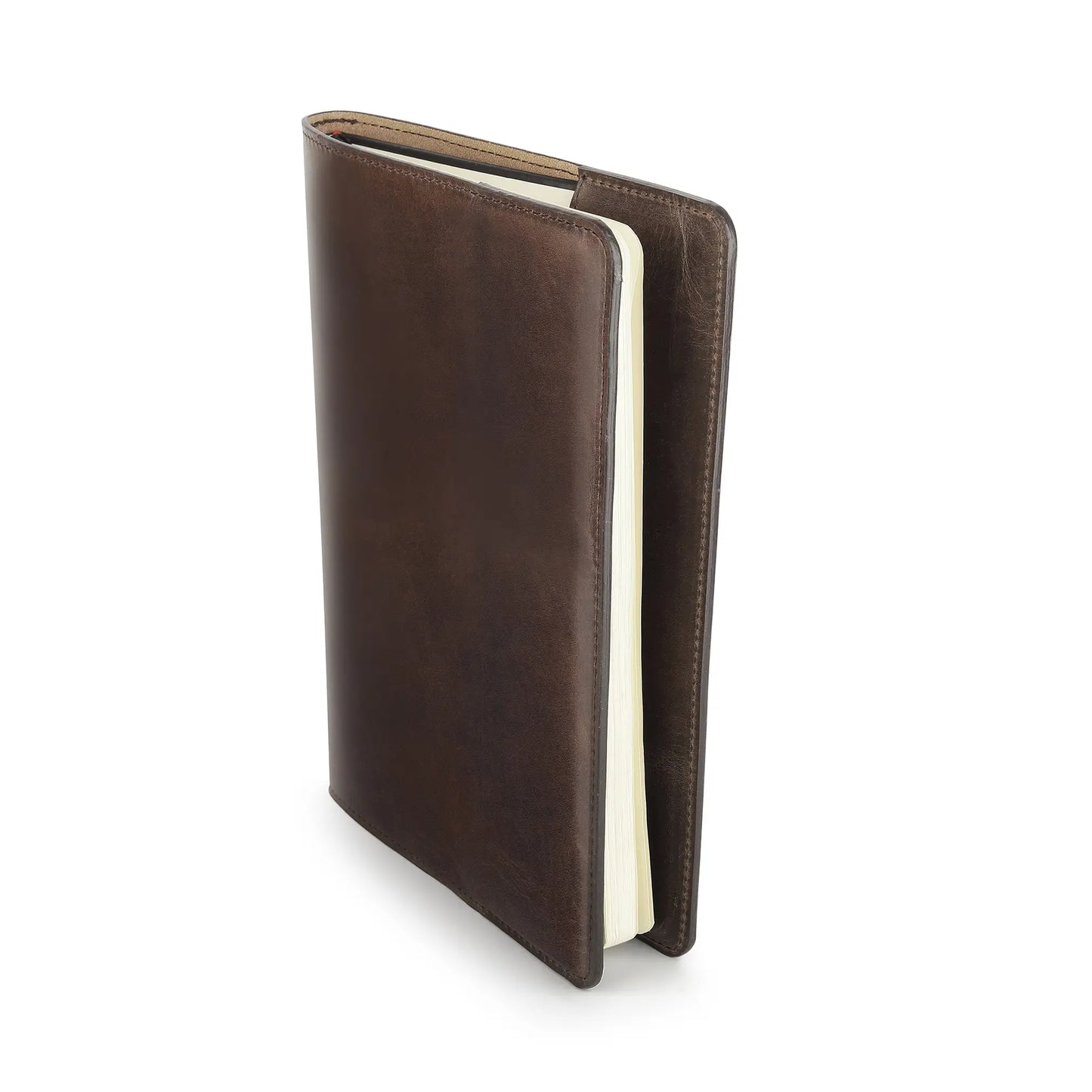 Brown leather diary cover on a white background