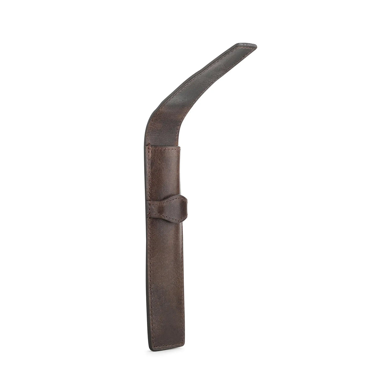  Brown leather pen holder on a white background
