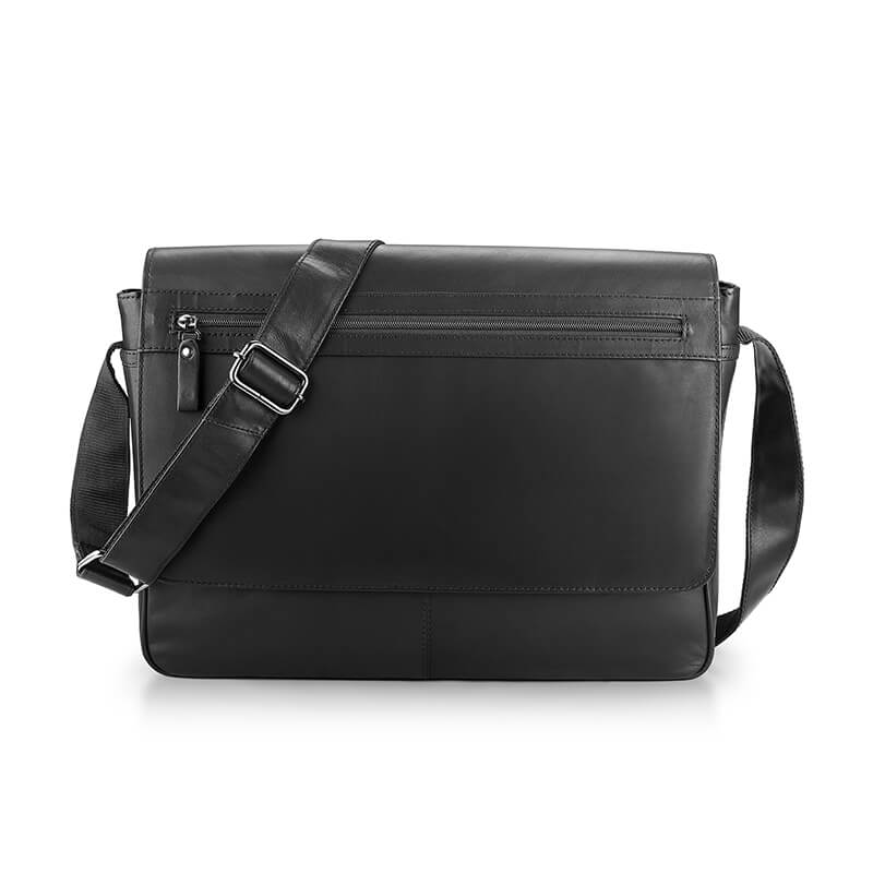 Men's Leather Laptop Messenger Bag with Texan Stripe