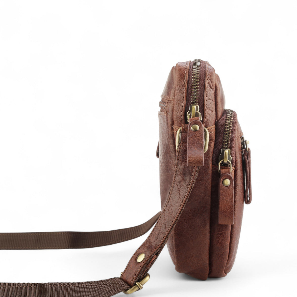 Essential Crossbody Bag for Men - brown leather crossbody bag