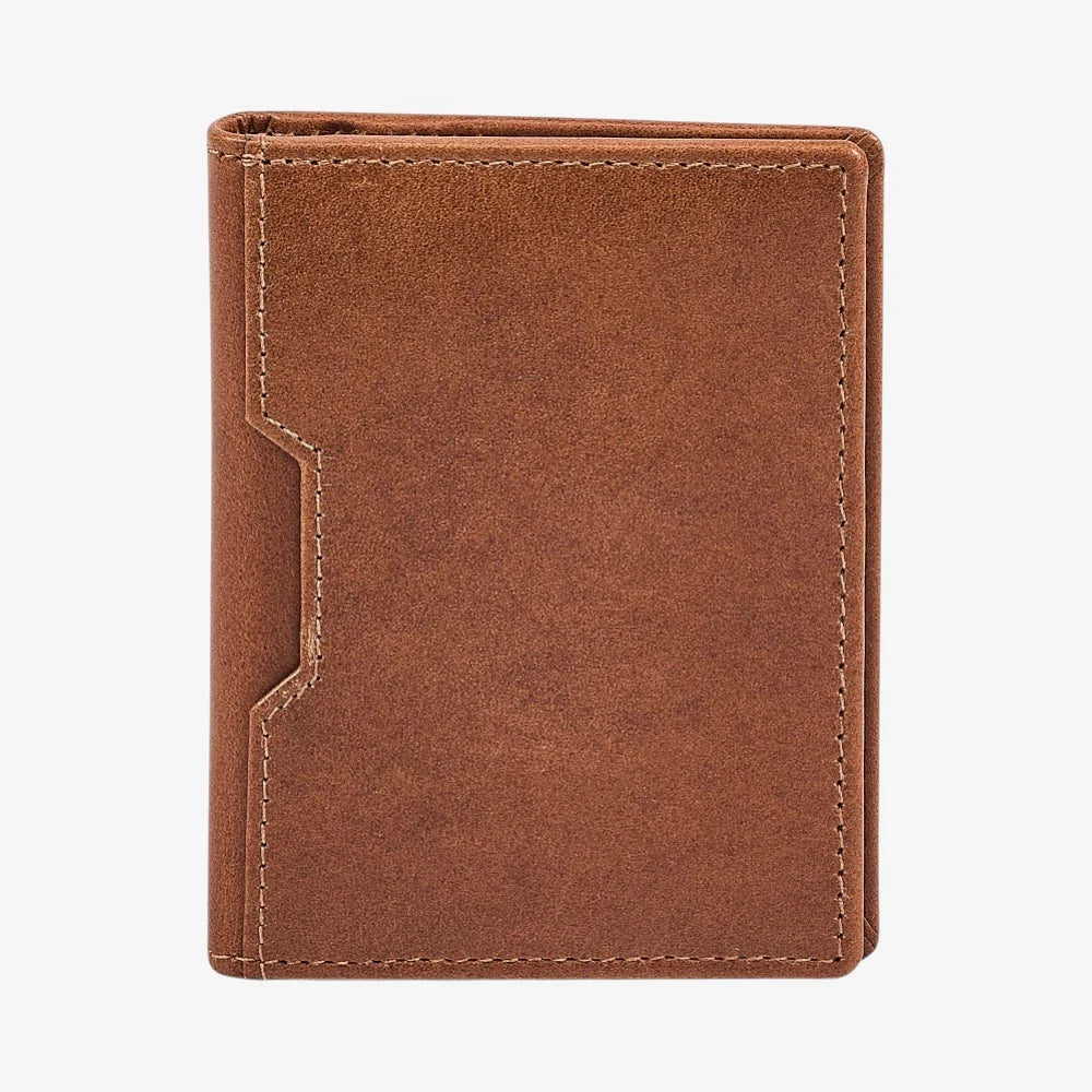 Tan  leather credit card holder on a white background