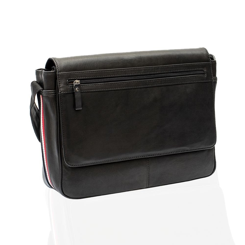 Men's Leather Laptop Messenger Bag with Texan Stripe