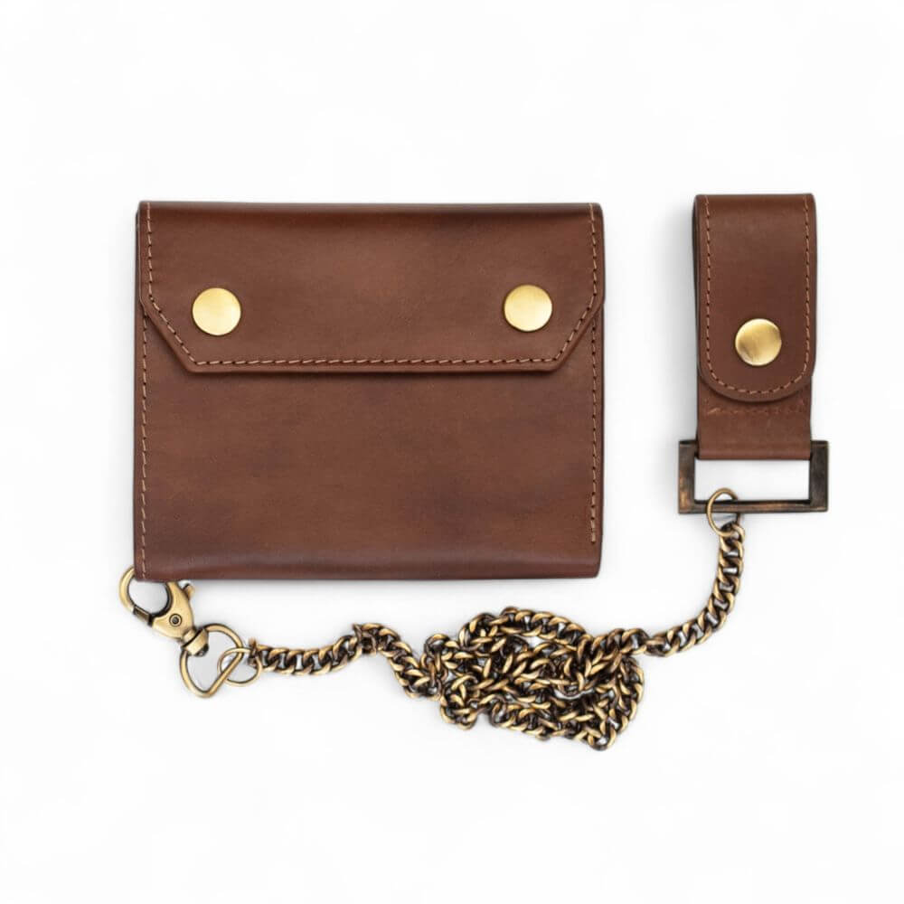 Wallet With Chain Brown - leather biker wallet with detachable chain