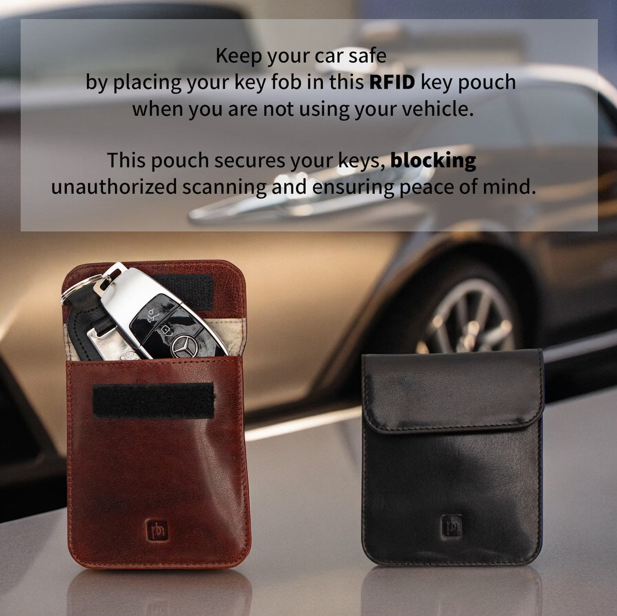 Faraday Key Pouch - leather RFID key fob pouch